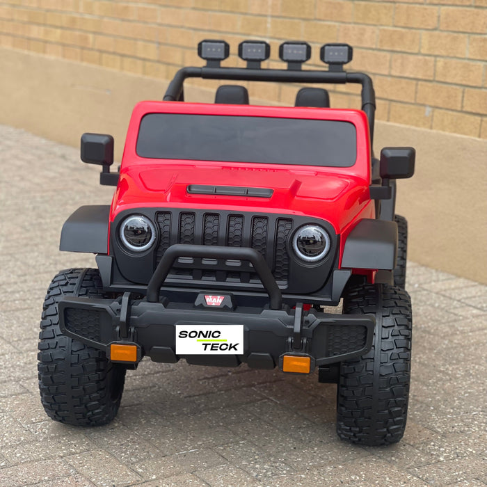 Monster Jeep 24V Ride-On Car – 2-Seater, 4X4 with 800W Motors, Lifted Suspension, Rubber Wheels, Bluetooth, LED Lights, and Parental Remote for Kids