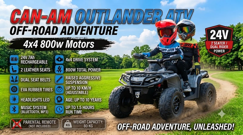 Can-Am Outlander ATV | 24Volts | Ride on Car | 4x4 OFF-ROAD | 800Watts | LARGE 2 SEATER