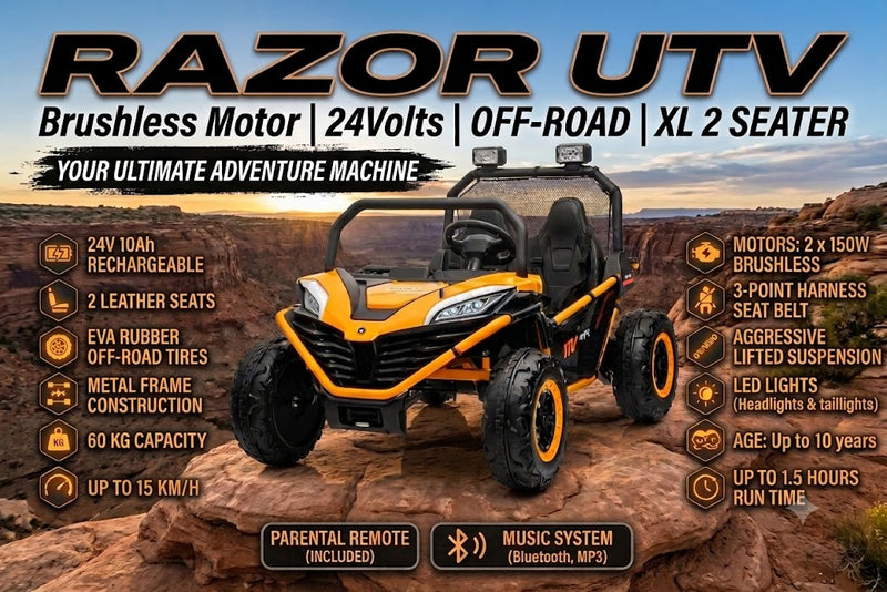 Razor UTV |  Ride on Car | Brushless Motor | 24Volts | OFF-ROAD  | X LARGE Size | 2 SEATER