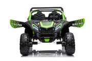 SonicTeck Turbo UTV XXL 24V 4x4 Green Kids Ride-On Car front view, large two-seater off-road dune buggy.