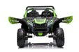 SonicTeck Turbo UTV XXL 24V 4x4 Green Kids Ride-On Car front view, large two-seater off-road dune buggy.