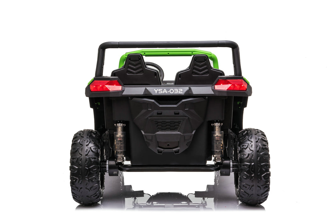 High-power 24V battery and 4x4 motor system of SonicTeck Turbo UTV XXL Green Ride-On Car.