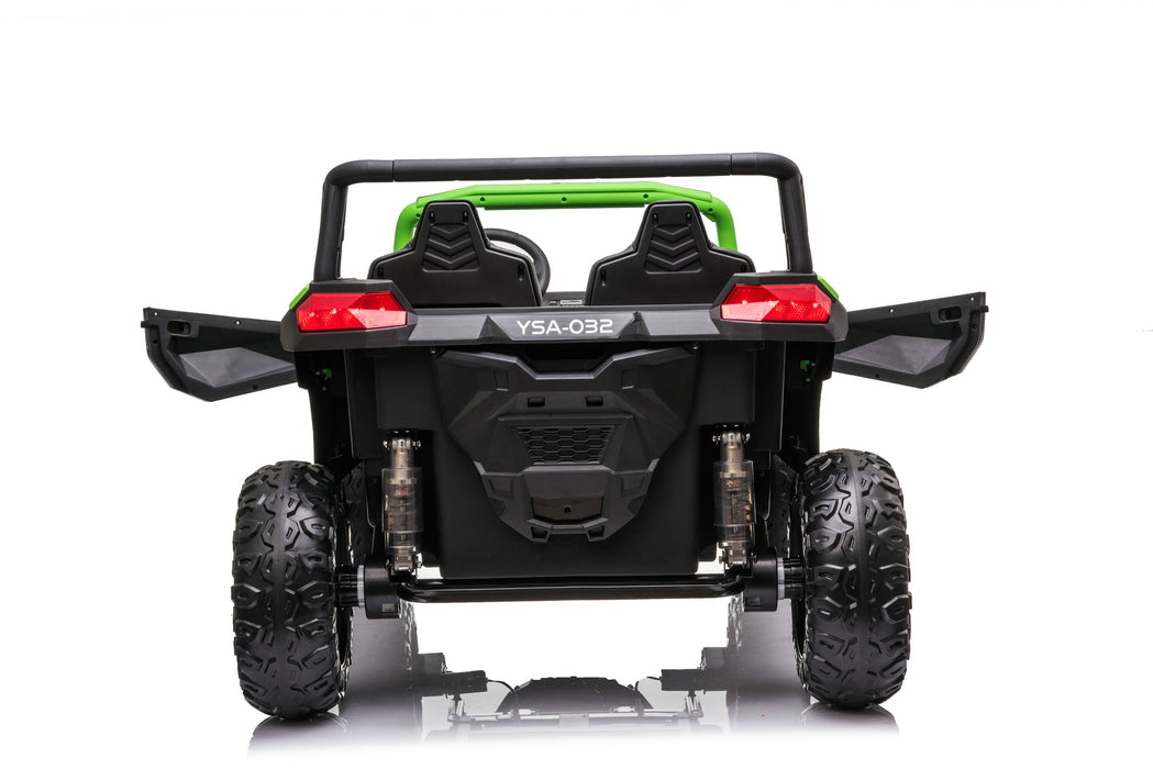High-power 24V battery and 4x4 motor system of SonicTeck Turbo UTV XXL Green Ride-On Car.