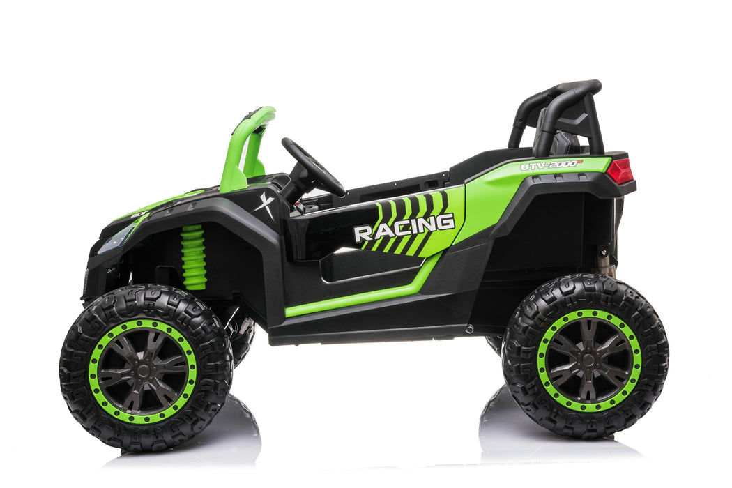High-power 24V battery and 4x4 motor system of SonicTeck Turbo UTV XXL Green Ride-On Car