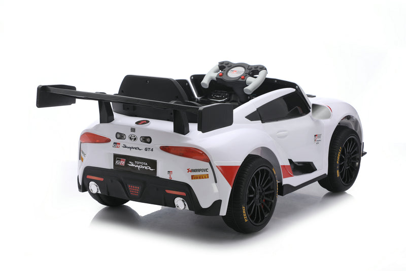 Toyota GR Supra GT4 licensed 12V ride on car rear side view at SonicTeck