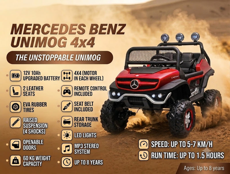 Mercedes Benz UNIMOG 4x4 BEST 2 Seater Large Size | Battery Car for Kids | Kids Car