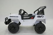 White kids Jeep Wrangler ride-on car with opening doors