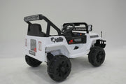 interior seat and seat belt safety feature of white ride-on Jeep