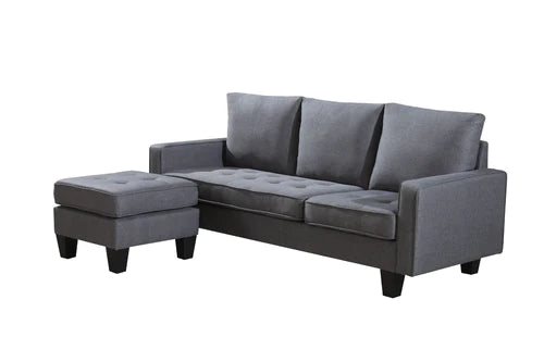 Bella Sectional Couch | Reversible Sides | Black & Grey