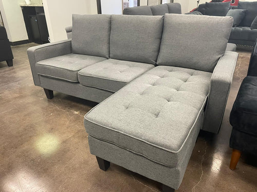 Bella Sectional Couch | Reversible Sides | Black & Grey