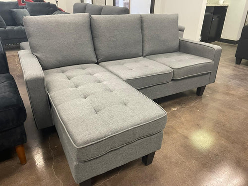 Bella Sectional Couch | Reversible Sides | Black & Grey