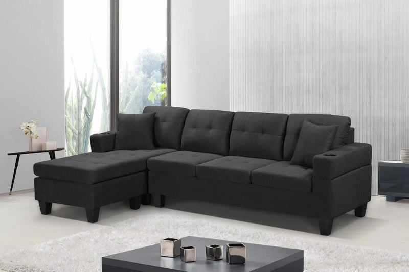 Athens Sectional Couch | Reversible Sides | Black & Grey