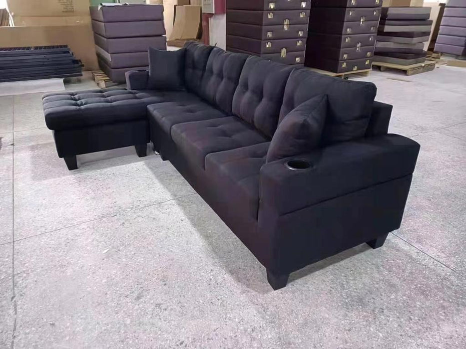 Athens Sectional Couch | Reversible Sides | Black & Grey