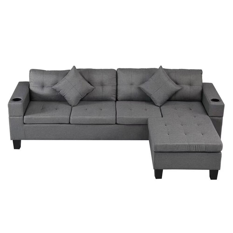 Athens Sectional Couch | Reversible Sides | Black & Grey