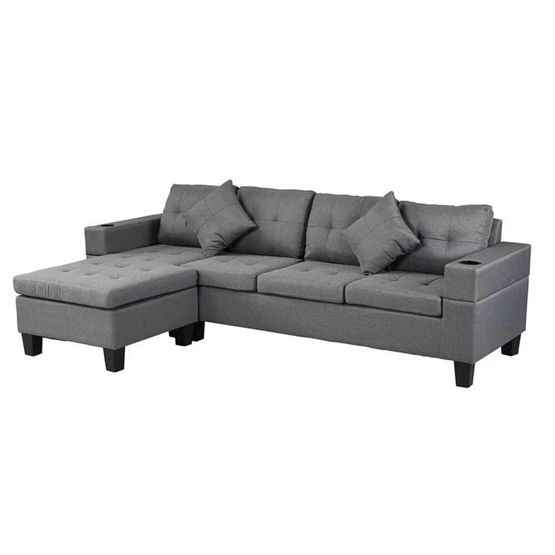 Athens Sectional Couch | Reversible Sides | Black & Grey